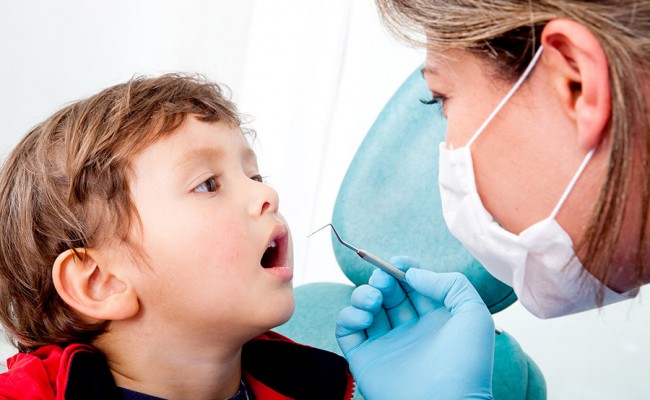 Little boy at the dentist
